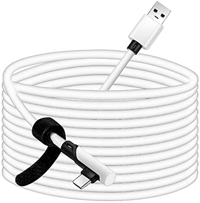 16ft Link Cable for Oculus/Meta Quest 2/1 and Gaming PC/Steam VR, USB 3.2 Gen1 Type A to C 5Gbps High Speed Data Transfer Charging Cable, 90 Degree Angled USB A to USB C Power Cable 5M