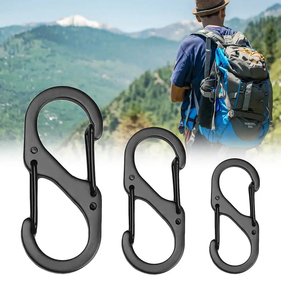 5 Pcs Zinc Alloy S Hook Carabiner 8-shaped Buckle, Easy Pull Buckle Anti-lost Keychain Pendant, Two-headed Spring Buckle