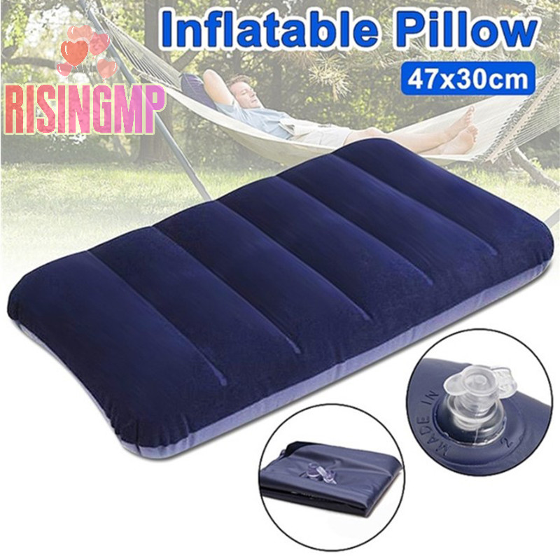 [risingmpS] 47*30cm Portable Folding Air Inflatable Pillow Outdoor Travel Home Soft Pillow