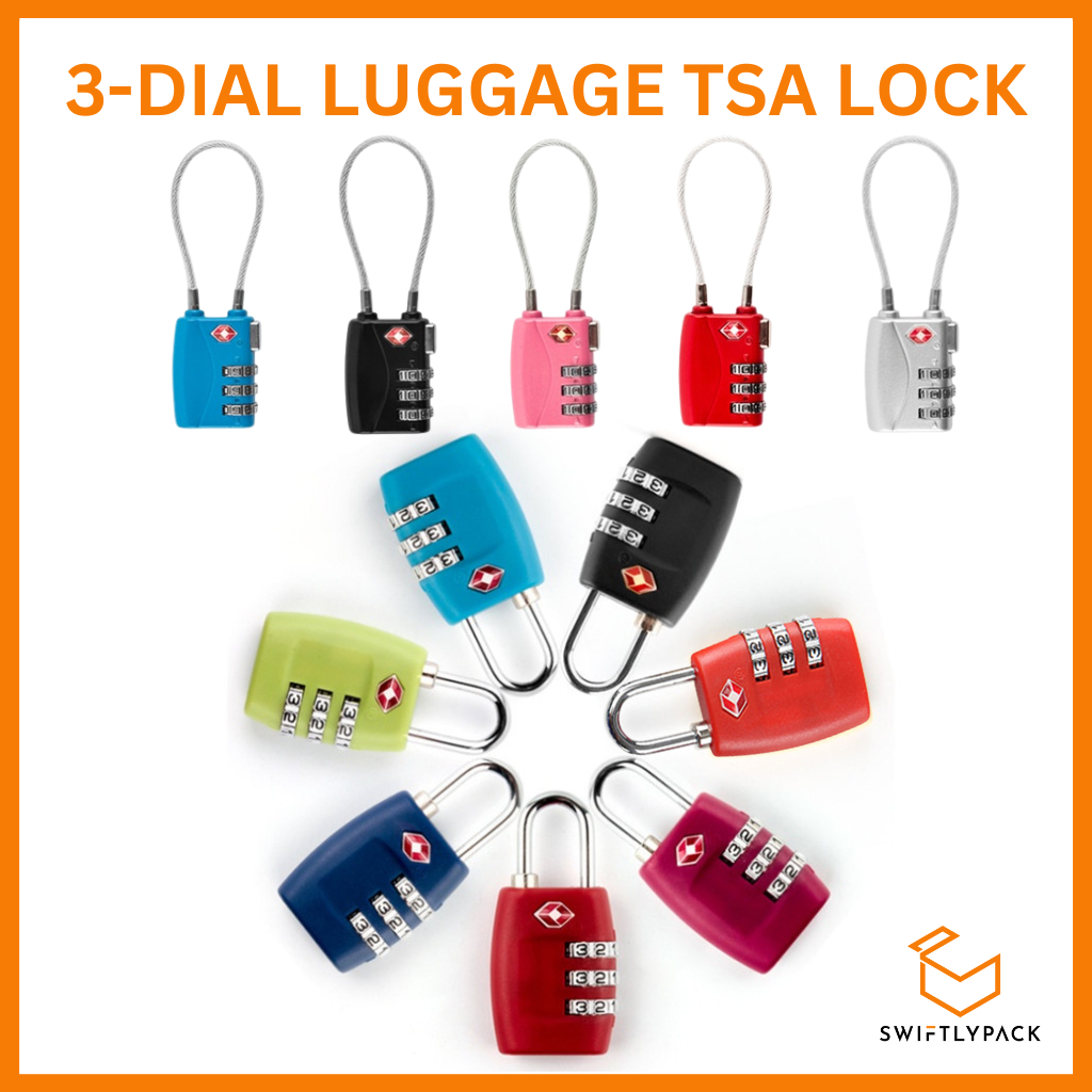 TSA Luggage Lock 3 Digit Combination Cable Padlock For Travel Suitcase Bags and Gym Lock
