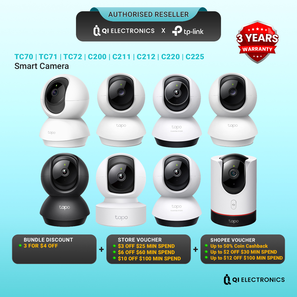 TP-LINK Tapo TC70 | TC71 | TC72 | C210 | C211 | C212 | C225 Pan Tilt CCTV Home Security Camera